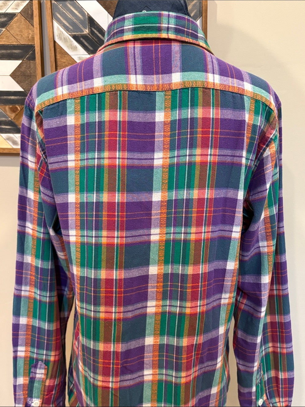 Vintage Ralph Lauren Blue Label Y2K Plaid Button Down Top Made in India size 8 - Picture 9 of 13